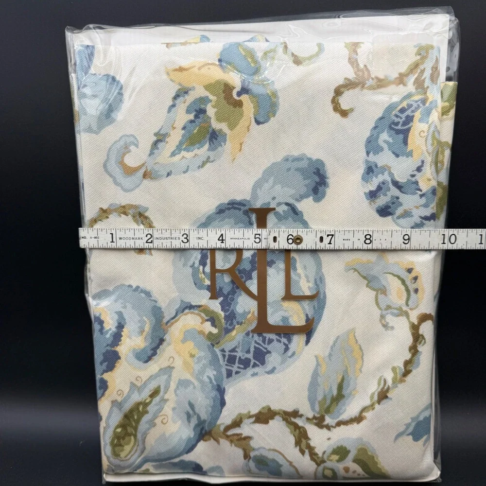LRL Ralph Lauren Hadley Tablecloth Aqua Blue Paisley Floral Round 70 in NWT